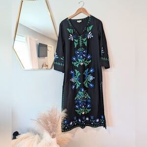 Roller Rabbit Embroidered Black and Blue Dress Sz Small